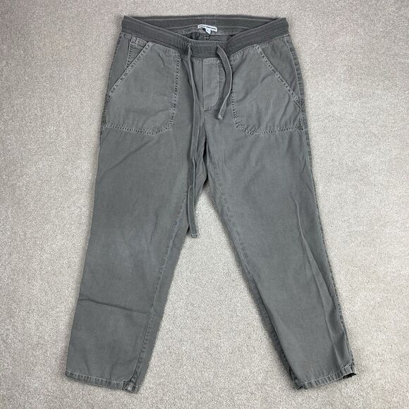 James Perse Standard Utility Grey Cropped Drawstring Cotton Pants Size 2 Medium - Picture 1 of 14